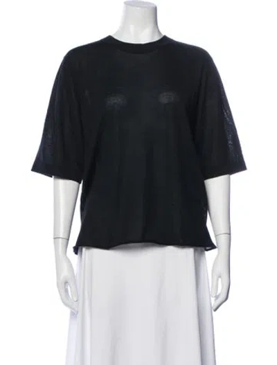 Pre-owned Loulou De Saison Cashmere Crew Neck Top W/ Tags In Black/blue