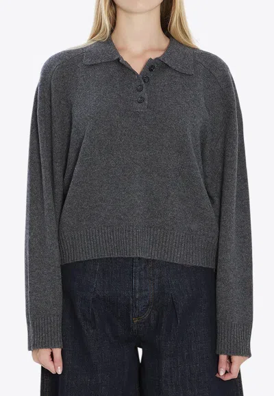 Loulou De Saison Cashmere Polo Sweater In Gray