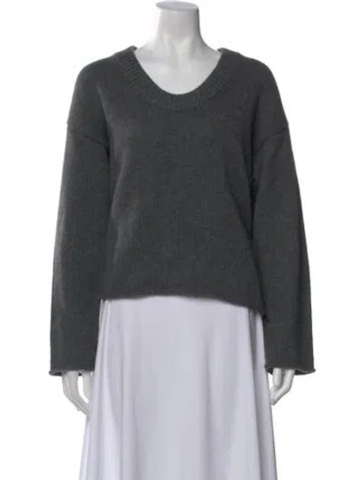 Pre-owned Loulou De Saison Cashmere Scoop Neck Sweater In Gray