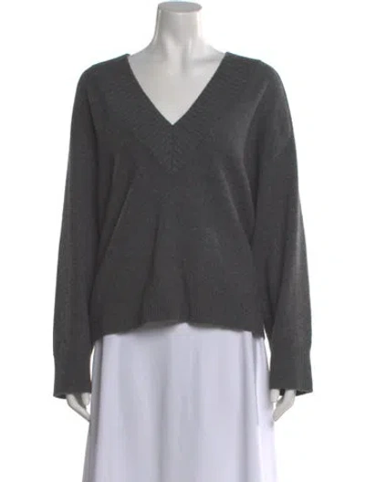 Pre-owned Loulou De Saison Cashmere V-neck Sweater In Gray