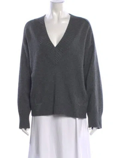 Pre-owned Loulou De Saison Cashmere V-neck Sweater In Gray