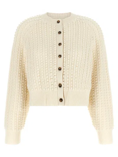 Loulou De Saison Edie Bubble-stitch Cashmere Cardigan In White