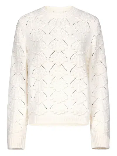 Loulou De Saison Cleyde Crochet Seashell Motif Sweater In White