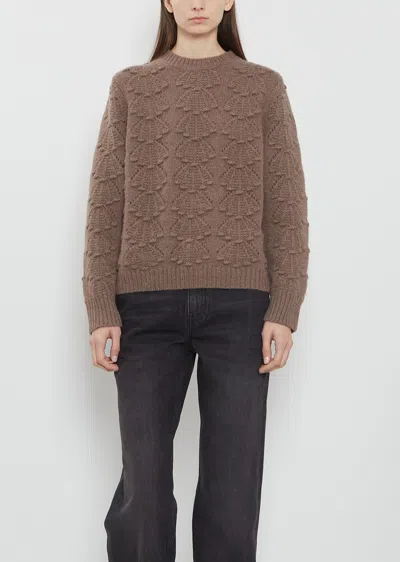 Loulou De Saison Clyde Cashmere Crochet Sweater In Brown