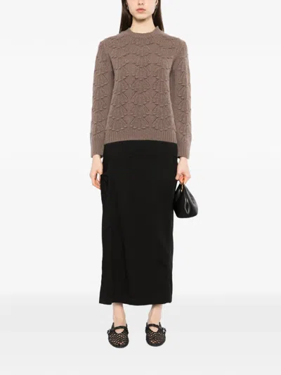 Loulou De Saison Clyde 3d Shell Knit Cashmere Sweater In Brown