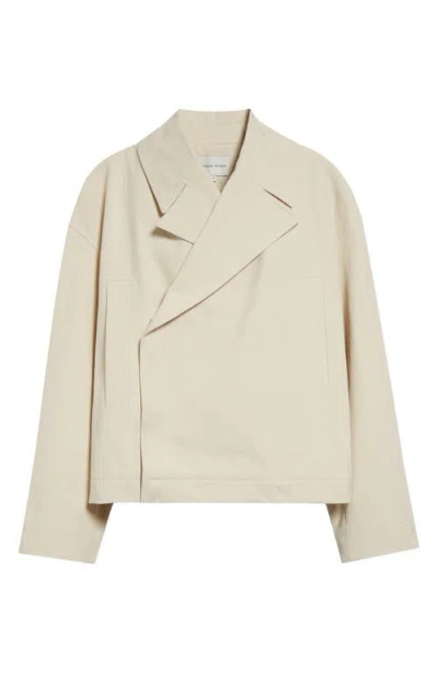 Loulou De Saison Coen Cotton Gabardine Short Jacket In Chiffon Beige