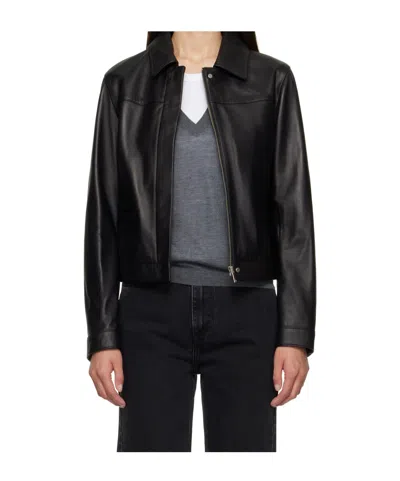 LOULOU DE SAISON COLLARED LEATHER JACKET