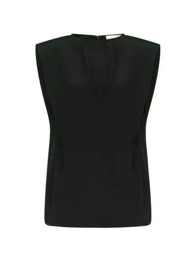 Loulou De Saison Cory Darted Structured-shoulder Blouse In Black