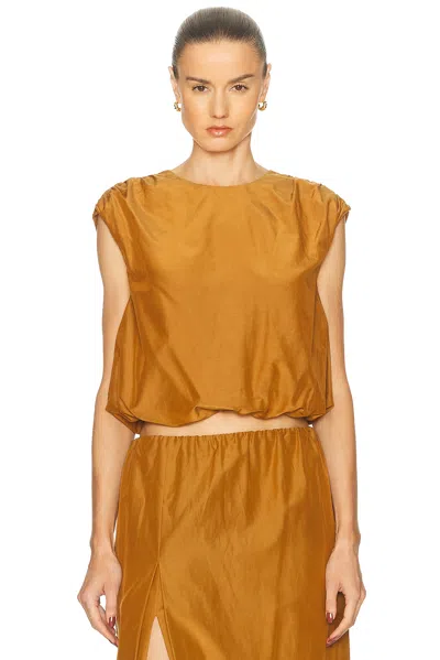 Loulou De Saison Cosma Gathered Sleeveless Top In Brown