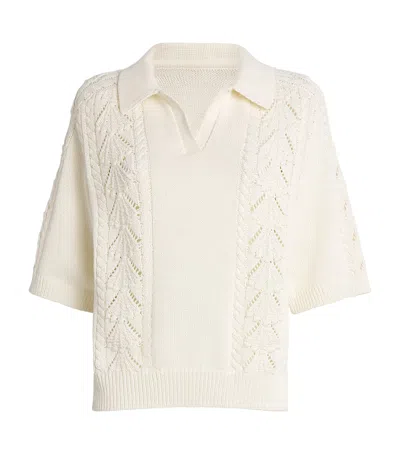 LOULOU DE SAISON COTTON CROCHET KINA POLO SWEATER