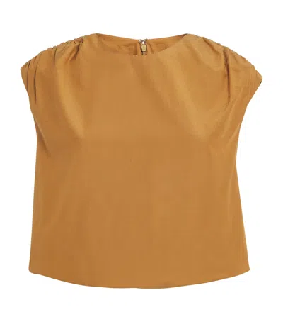 Loulou De Saison Cotton-silk Cosma Top In Brown