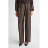Loulou De Saison Cove Virgin Wool Wide Leg Pants In Brown