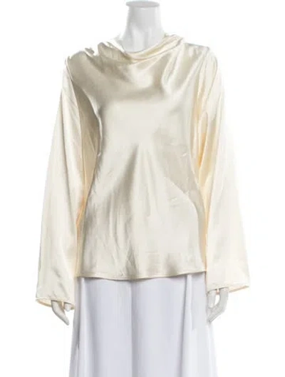 Pre-owned Loulou De Saison Cowl Neck Long Sleeve Top In Neutrals