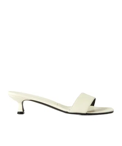 Loulou De Saison Cream Square-toe Kitten-heel Mule In White