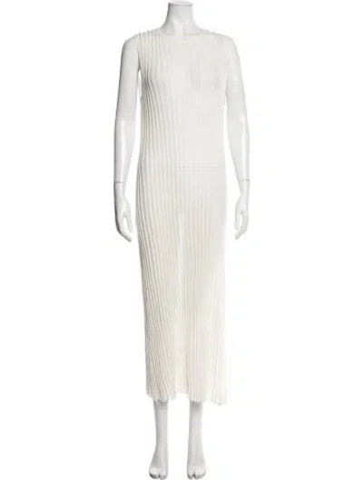 Pre-owned Loulou De Saison Crew Neck Long Dress In Neutrals
