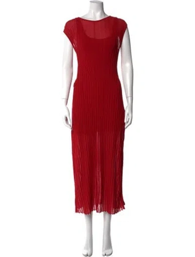 Pre-owned Loulou De Saison Crew Neck Long Dress In Red