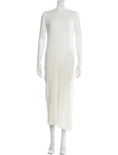 Pre-owned Loulou De Saison Crew Neck Long Dress In White