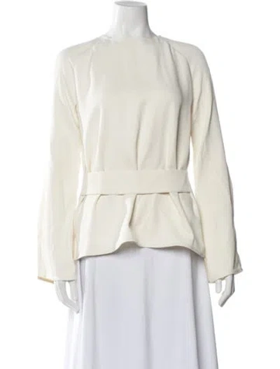 Pre-owned Loulou De Saison Crew Neck Long Sleeve Blouse In Neutral