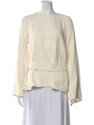 Pre-owned Loulou De Saison Crew Neck Long Sleeve Blouse W/ Tags In Neutral