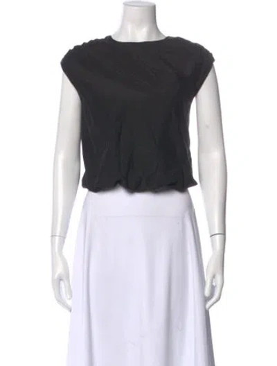 Pre-owned Loulou De Saison Crew Neck Short Sleeve Crop Top In Black