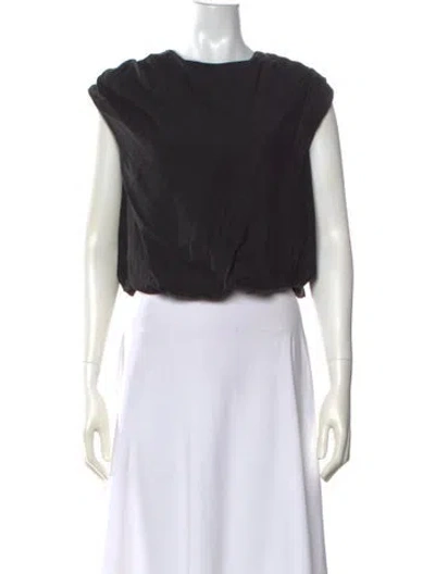 Pre-owned Loulou De Saison Crew Neck Short Sleeve Top In Black