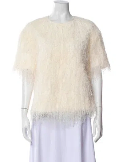 Pre-owned Loulou De Saison Crew Neck Short Sleeve Top In Neutrals