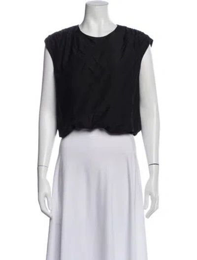 Pre-owned Loulou De Saison Crew Neck Sleeveless Blouse In Black