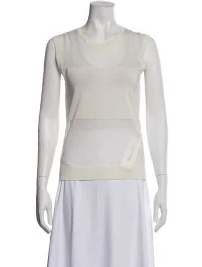 Pre-owned Loulou De Saison Crew Neck Sleeveless Top W/ Tags In White