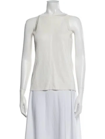 Pre-owned Loulou De Saison Crew Neck Sleeveless Top W/ Tags In White