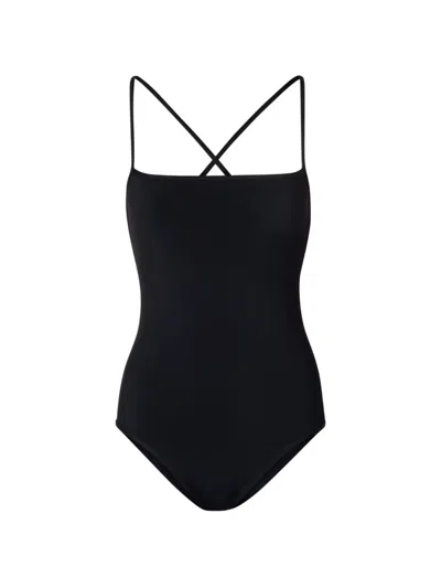 Loulou De Saison Criss-crossing Straps Swimsuit In Black