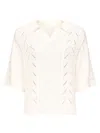 Loulou De Saison Kina Cable And Pointelle-knit Cotton Polo Shirt In Neutral