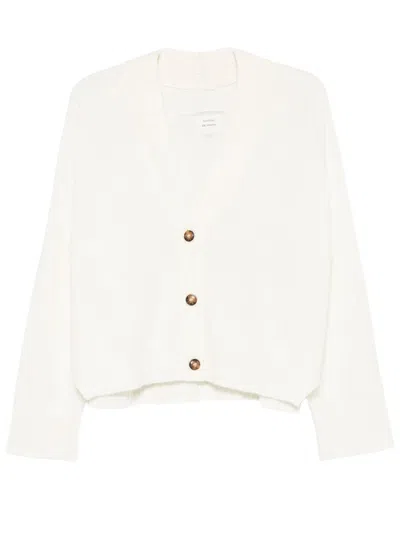 Loulou De Saison Cropped Kaia Lds Cashmere V-neck Cardigan In White