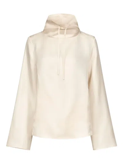 Loulou De Saison Cyna Drawstring-neck Top In Neutral