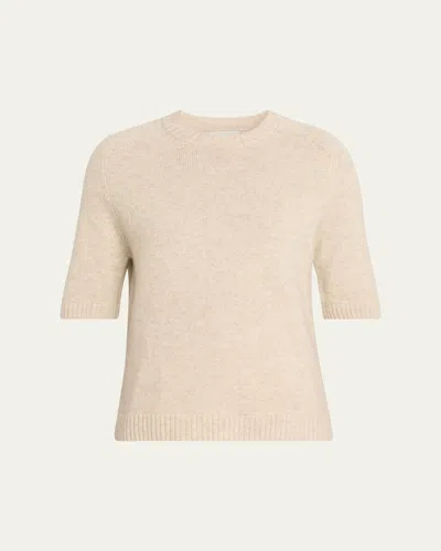Loulou De Saison Dara Short-sleeve Cashmere Sweater In White