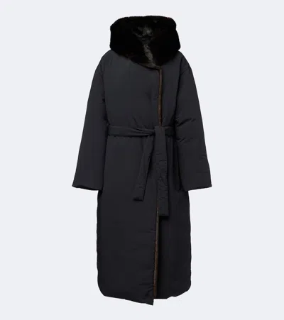 Loulou De Saison Darcy Belted Down Coat In Black