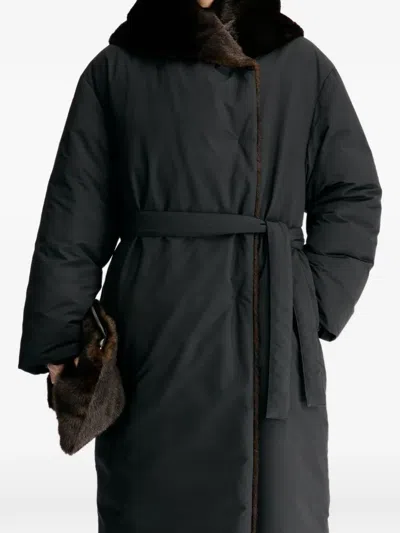 Loulou De Saison Darcy Shawl-collar Double-breasted Down Coat In Gray