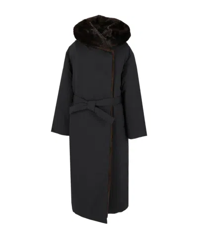 Loulou De Saison Darcy Shawl-collar Double-breasted Down Coat In Black