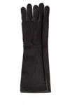 Loulou De Saison Dark Brown Leather And Calf Hair Edna Gloves In Brown