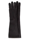 Loulou De Saison Dark Brown Leather And Calf Hair Edna Gloves In Black