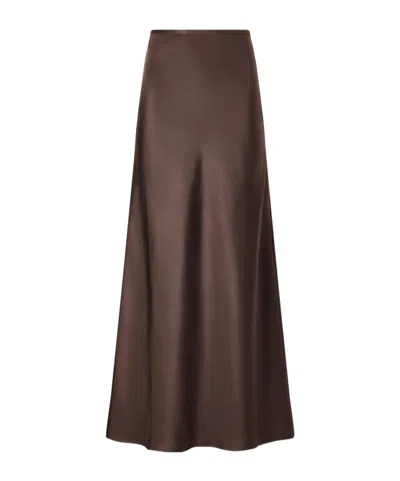 Loulou De Saison Dark Brown Smooth Satin Long Skirt