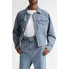 Loulou De Saison Dave Organic Cotton Denim Trucker Jacket In Washed Light Blue