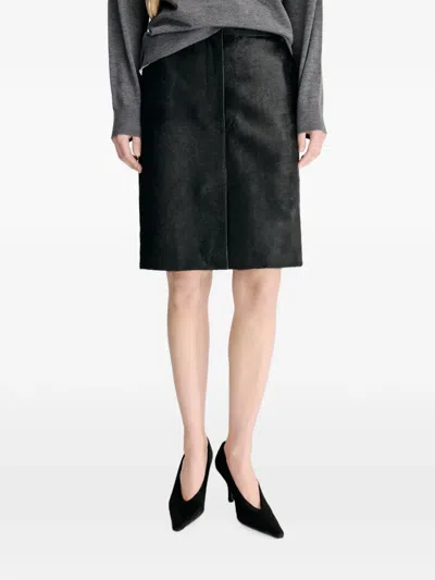 Loulou De Saison Debi Pony-effect Leather Short Skirt In Black