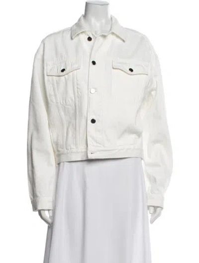 Pre-owned Loulou De Saison Denim Jacket In White
