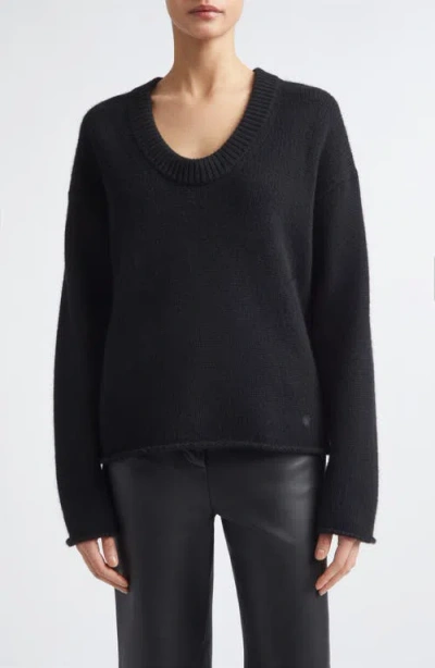 Loulou De Saison Derry Lsd U-neck Cashmere Sweater In Black