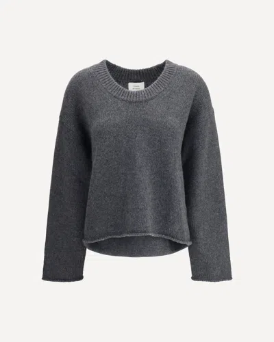 Loulou De Saison Derry Plunging U Neck Sweater In Gray