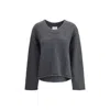 Loulou De Saison Derry Plunging U Neck Sweater In Gray