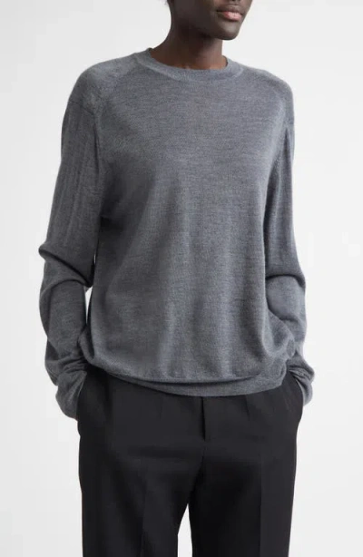 Loulou De Saison Ditto Fine Knit Cashmere Crewneck Sweater In Gray