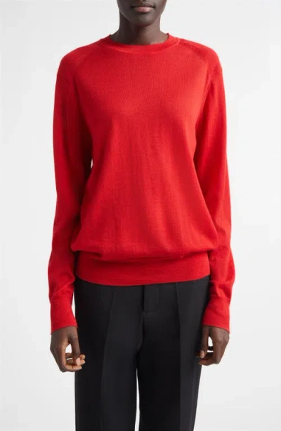 Loulou De Saison Ditto Fine Knit Cashmere Crewneck Sweater In Red