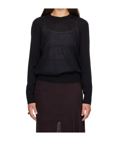 Loulou De Saison Ditto Lds Fine-knit Cashmere Sweater In Black