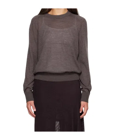 Loulou De Saison Ditto Lds Fine-knit Cashmere Sweater In Brown